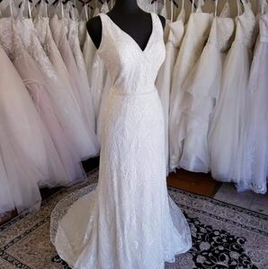 Kenneth Winston 1774 Ivory Size 16 Art Deco Fully Beaded Wedding Dress